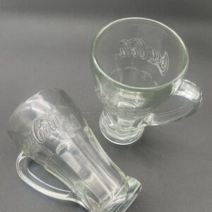 Coca Cola Embossed Clear Glass Mugs